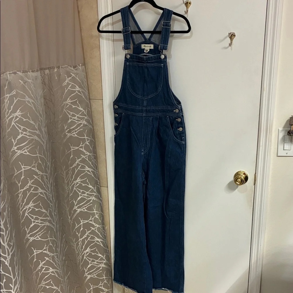 Madewell Blue Denim Wide Leg Overalls Sz 6 - Picture 1 of 14